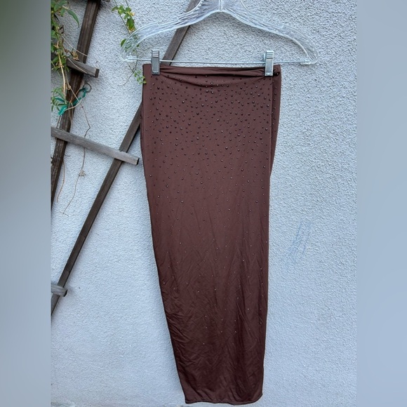 SKIMS X SWAROVSKI JELLY SHEER TUBE SKIRT in Cocoa New with Tag! - Picture 4 of 8